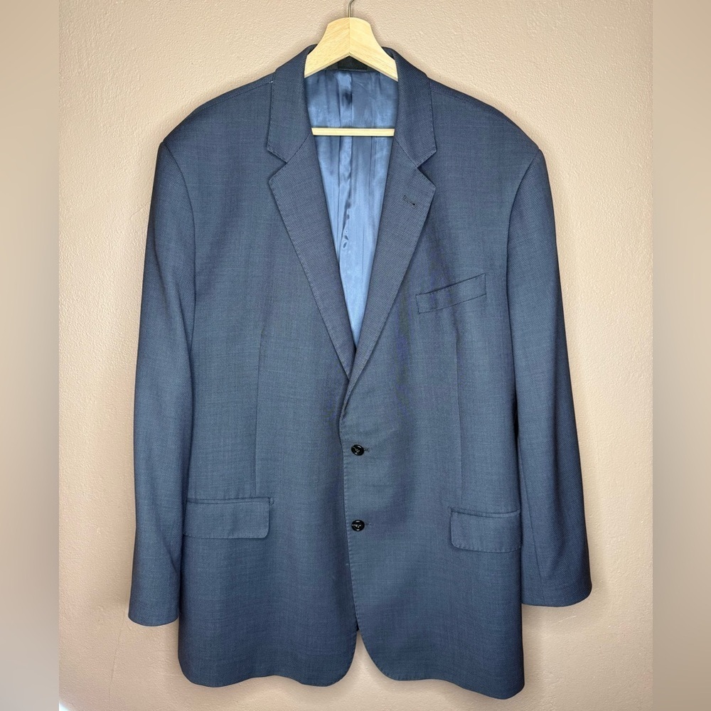 Baroni Men's Classic Navy 100% Wool Suit Coat Blazer Mens Size 50L Preppy Office